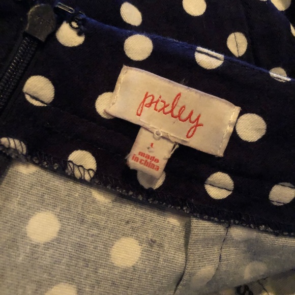 Modcloth Pixley polka dot skirt navy blue L - Picture 3 of 3